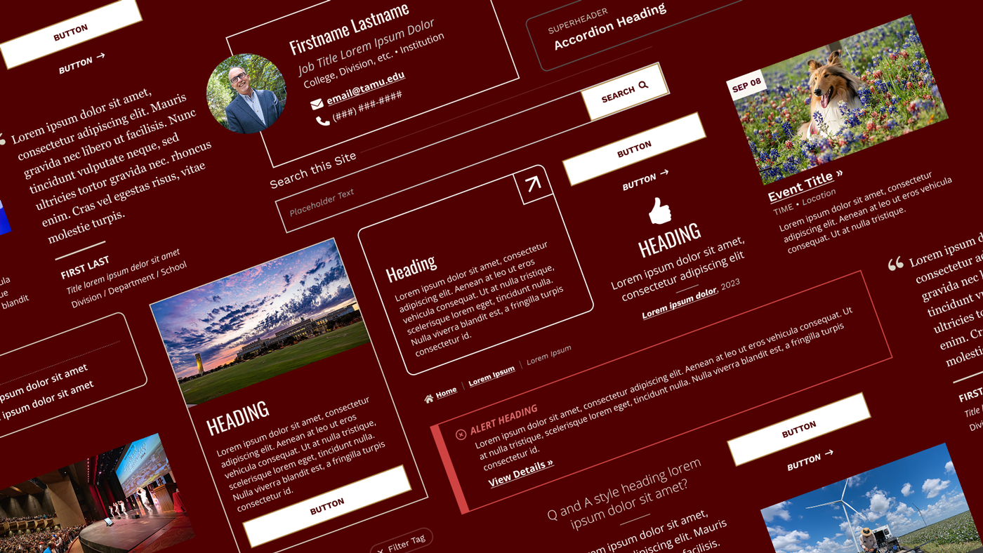 Collage of Aggie UX components